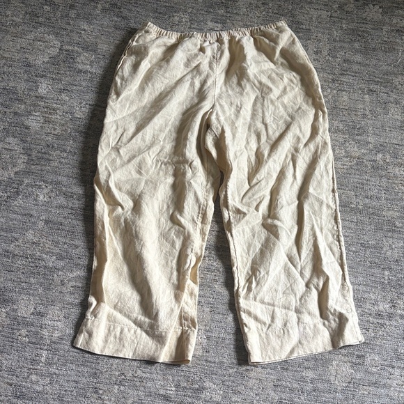 J. Jill butter yellow wide leg linen Pants - women’s size medium - Picture 1 of 6